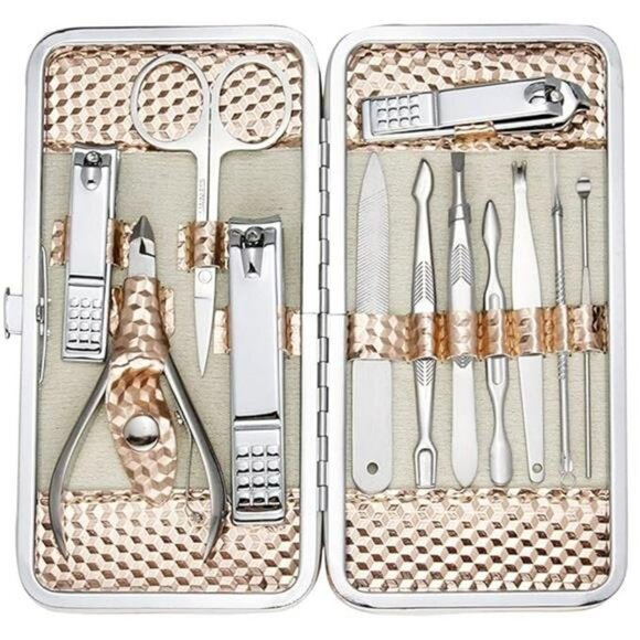 12 Piece Manicure Pedicure Kit Nail Clippers Set Grooming Tools Travel Case - Picture 7 of 7